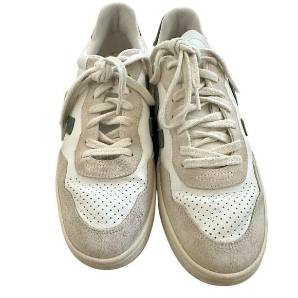 VEJA V-90 leather and suede sneakers - White (Green V Logo) Size 8 main image 7